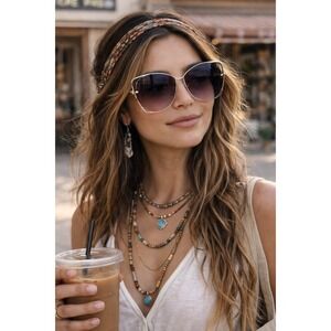 Cara Mia Vintage Oversized Butterfly Sunglasses Gold Purple Gradient 1733 Taiwan